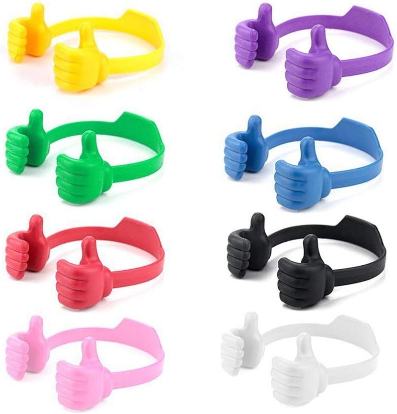 8 Pcs Thumbs up Cell Phone Holder, Adjustable Silicone Tablet Stand, Multi Colors Portable Desktop OK Stands Compatible for Smart Phones iPhone iPad Mini Huawei Samsung Galaxy — view 2